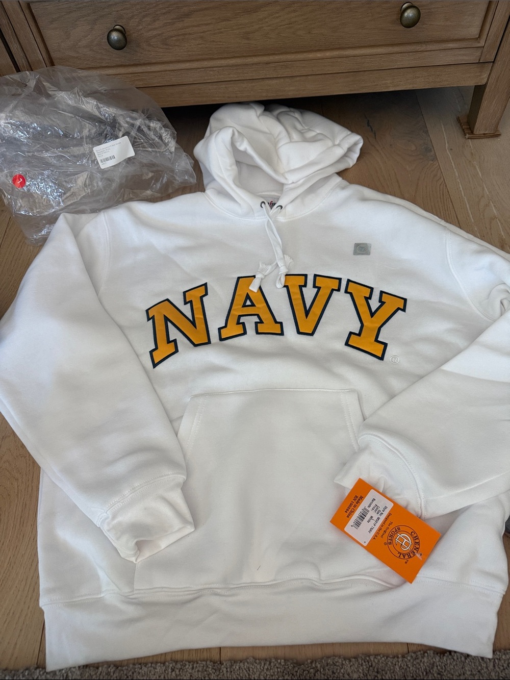 NAVY White Pullover Hoodie NEW size large